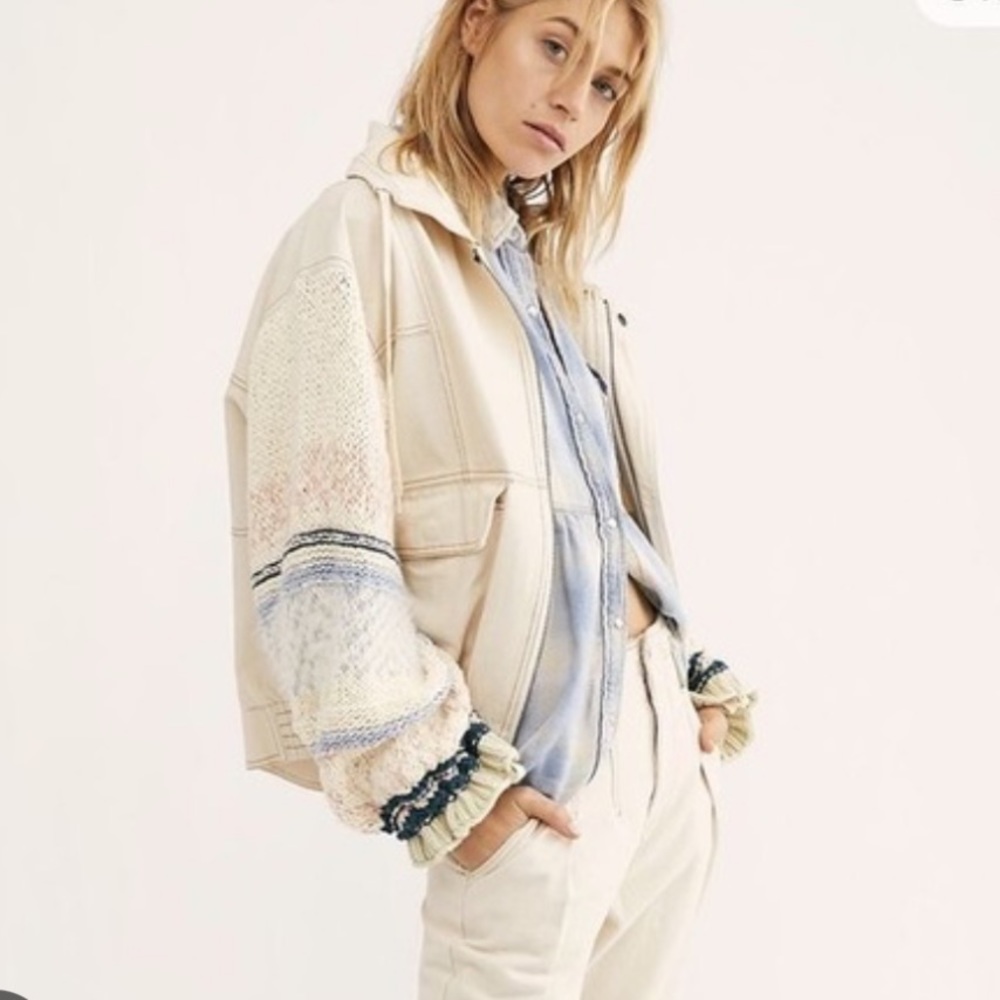 Free People White Jean Jacket